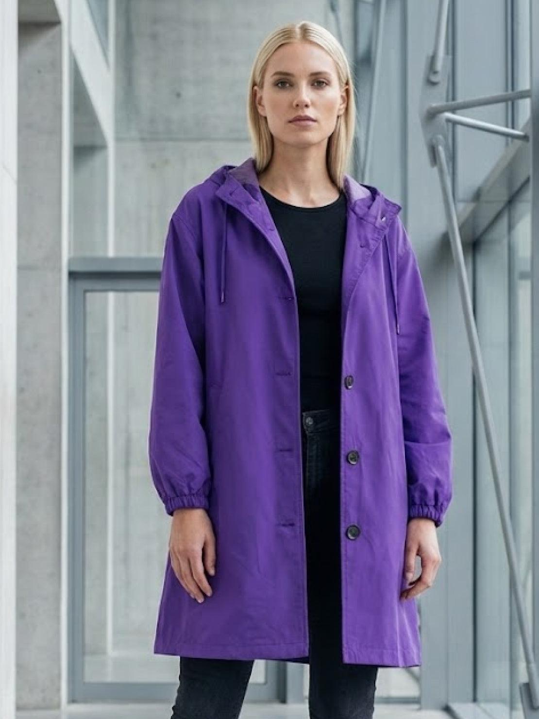 Water-resistant oversized hooded windbreaker rain jacket for outdoor activities