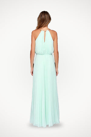 Sleeveless Belted Maxi Pleated Dress