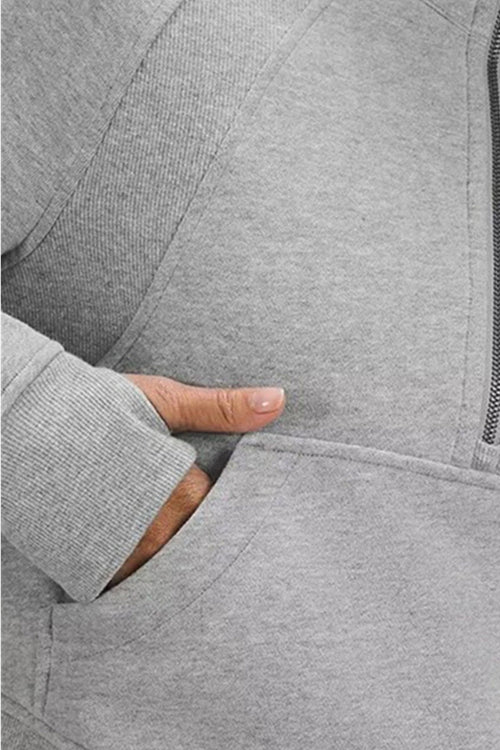 Cozy Oversized Half-Zip Fleece Pullover Sweatshirt