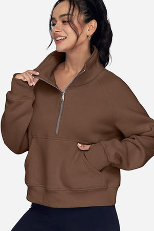 Cozy Oversized Half-Zip Fleece Pullover Sweatshirt