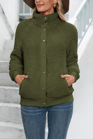 Cozy Long Sleeve Button Sherpa Jacket