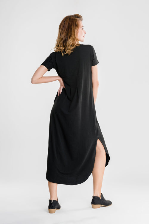 Side Slit Maxi Dress with Pockets