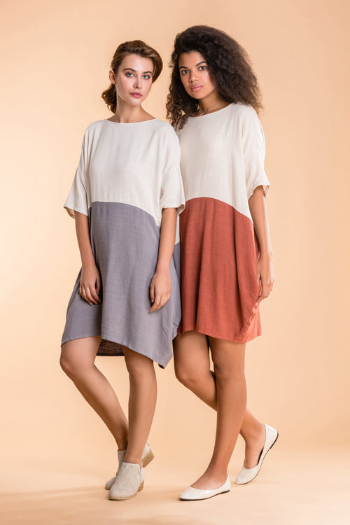 Oversized T-shirt Dress in Colour Block